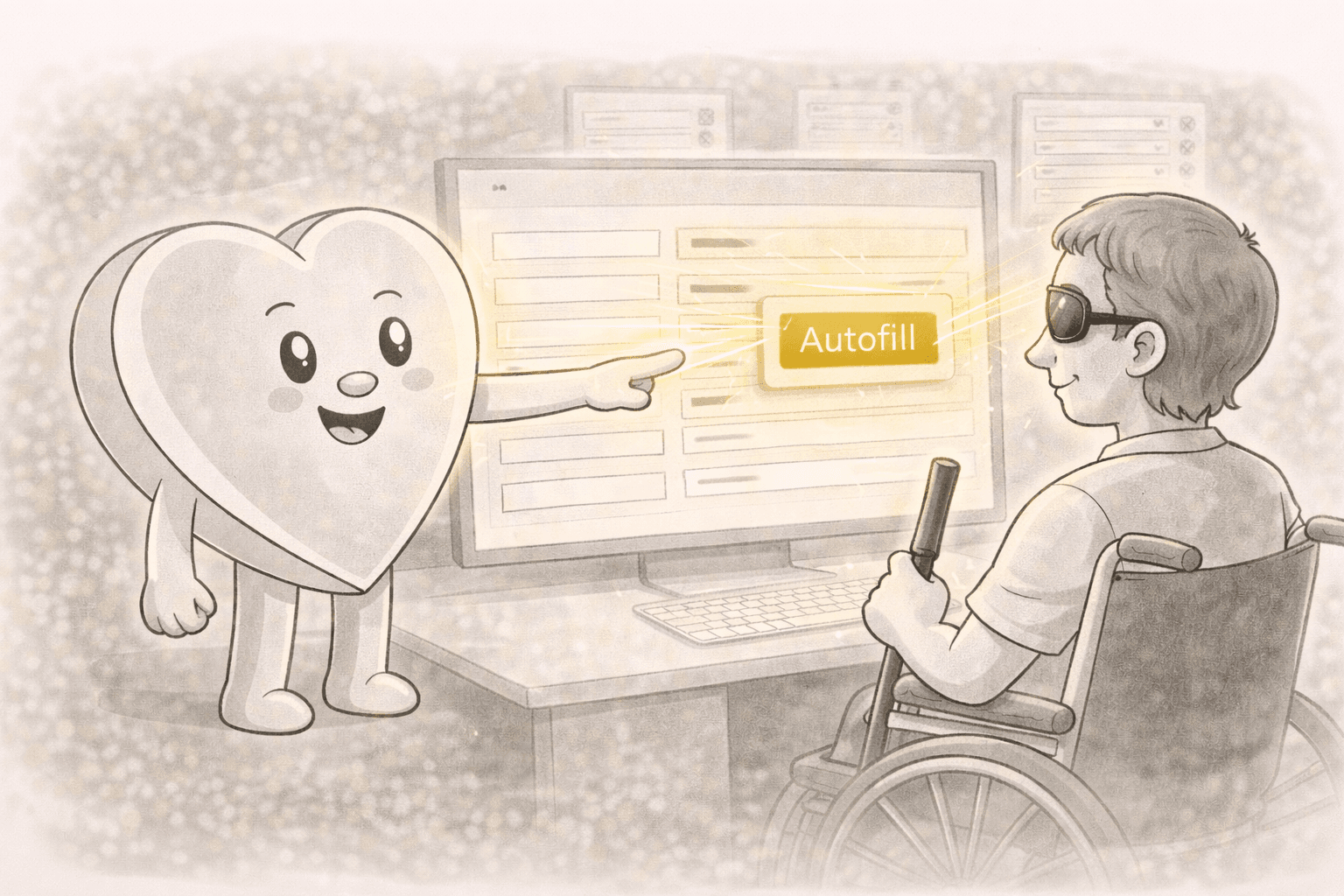 Formulove AI autofilling a benefits application form, demonstrating one-click form completion for people with disabilities