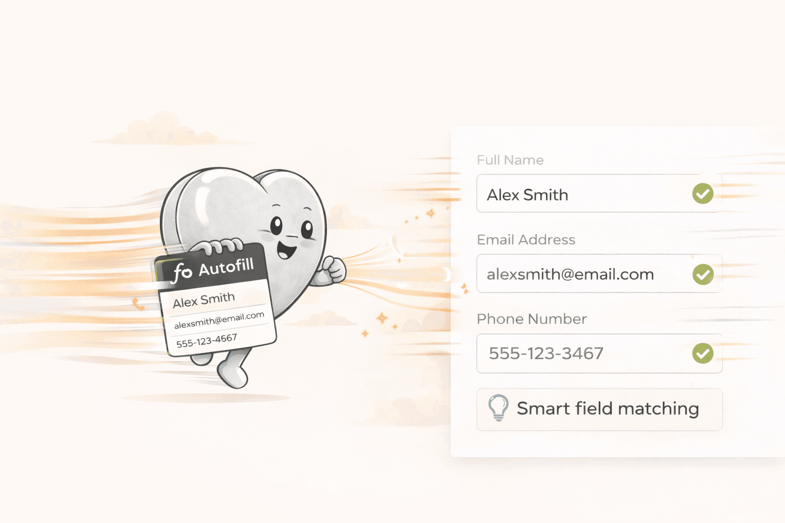 One-click autofill showing Formulove quickly filling multiple form fields