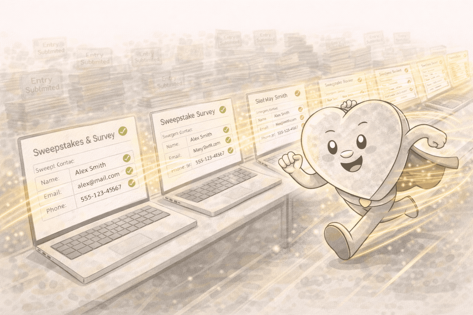 Entering sweepstakes at speed